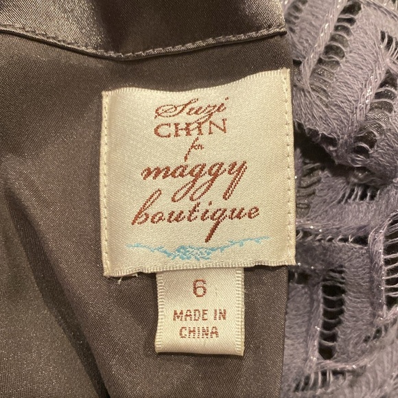 6 Suzi Chin for Maggie boutique gray sparkly dress - NWT - Picture 3 of 4